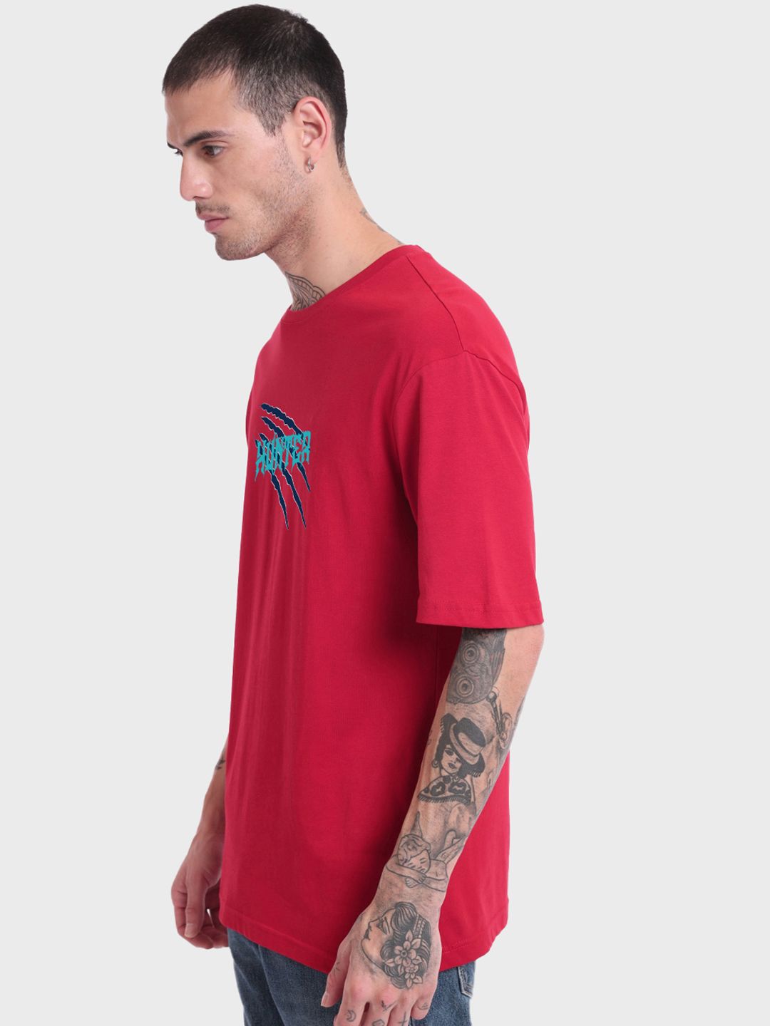 Bewakoof Graphic Printed Drop-Shoulder Sleeves Oversized Cotton T-shirt