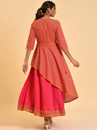 W Pink Ethnic Motifs Printed Maxi Dress