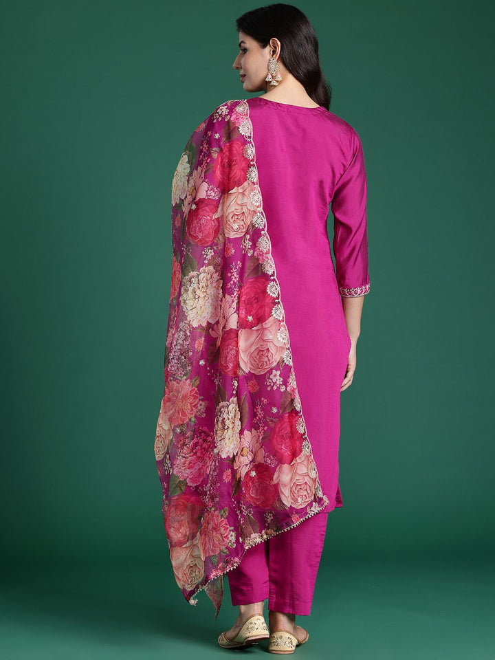 Indo Era Women Ethnic Motifs Embroidered Regular Kurta with Trousers & With Dupatta