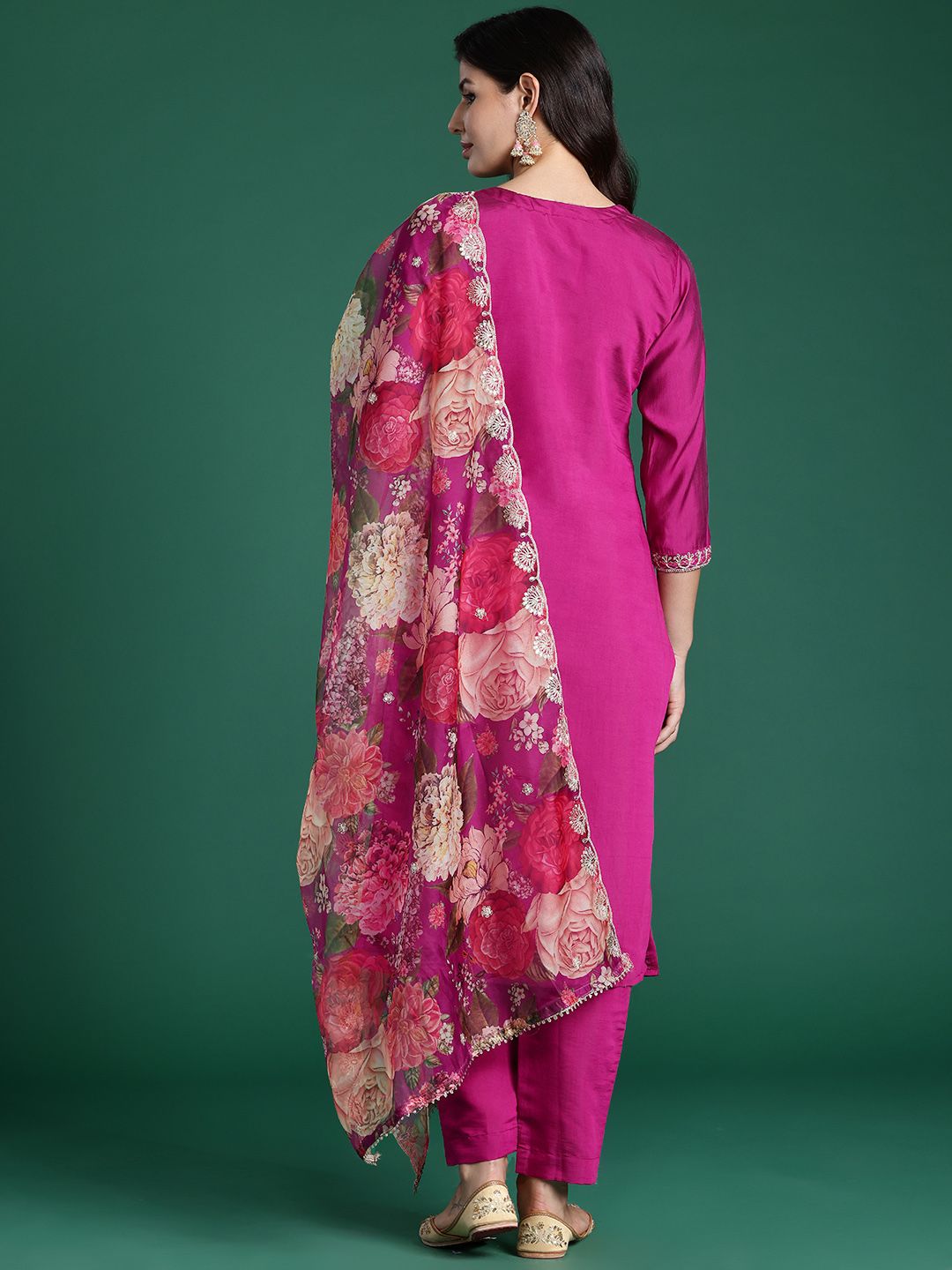 Indo Era Women Ethnic Motifs Embroidered Regular Kurta with Trousers & With Dupatta