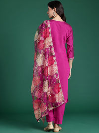 Indo Era Women Ethnic Motifs Embroidered Regular Kurta with Trousers & With Dupatta