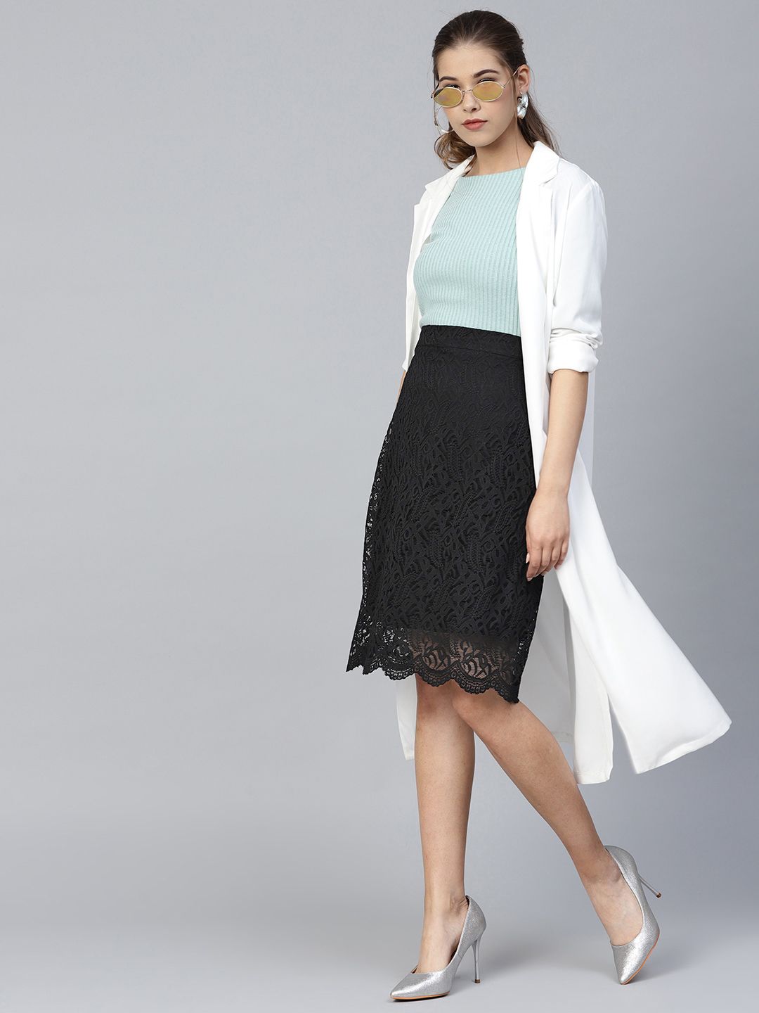 Athena Black Lace A-Line Skirt