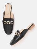 Lino Perros Women Croc Textured Mules With Metallic Detail