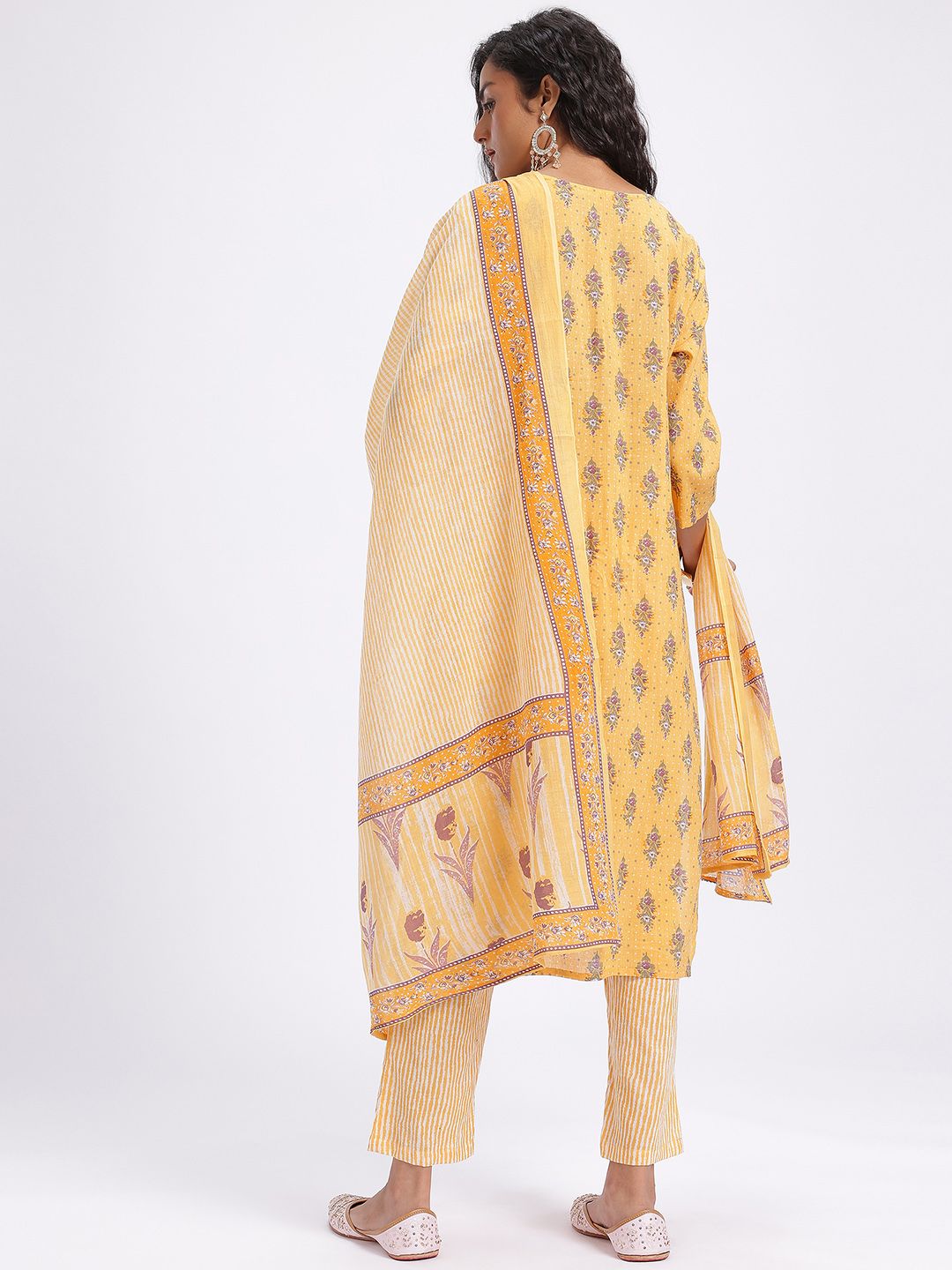 Anouk Printed Pure Cotton Kurta with Trousers & Dupatta