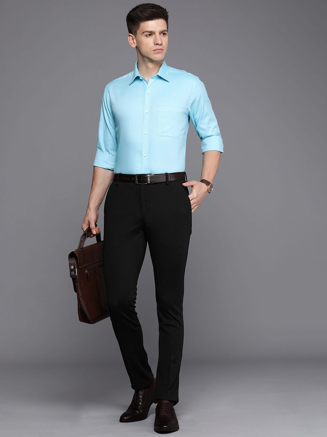 Raymond Self Design Slim Fit Pure Cotton Formal Shirt
