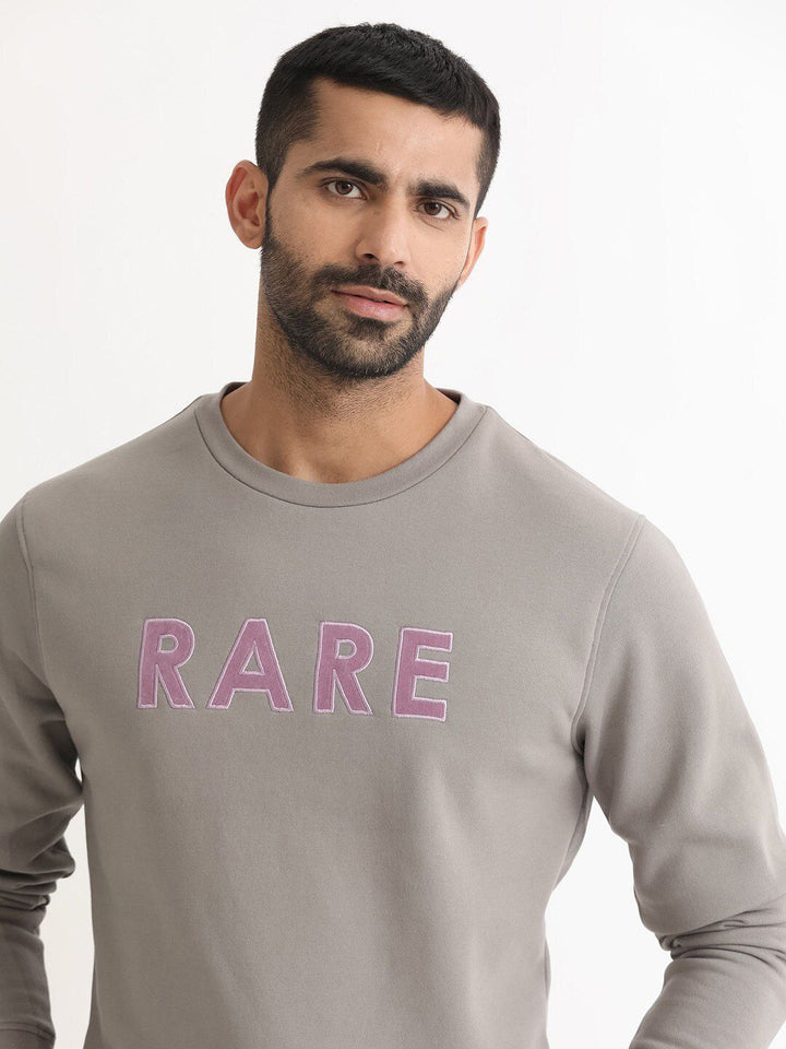 RARE RABBIT Men Robbs Logo Print Round Neck Sweatshirt
