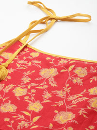 Anouk Floral Printed Sleeveless Pure Cotton Midi Ethnic Dress