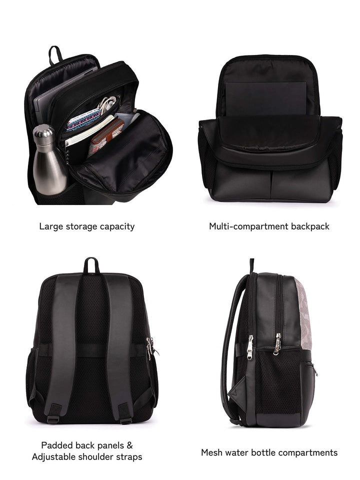 ZOUK Geometric Printed Backpack with Compression Straps Up to 16 inch