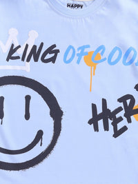 Happy Faces Kids Boys Typography Printed Pure Cotton T-Shirt