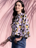 DressBerry Printed Tie-Up Neck Layered Top