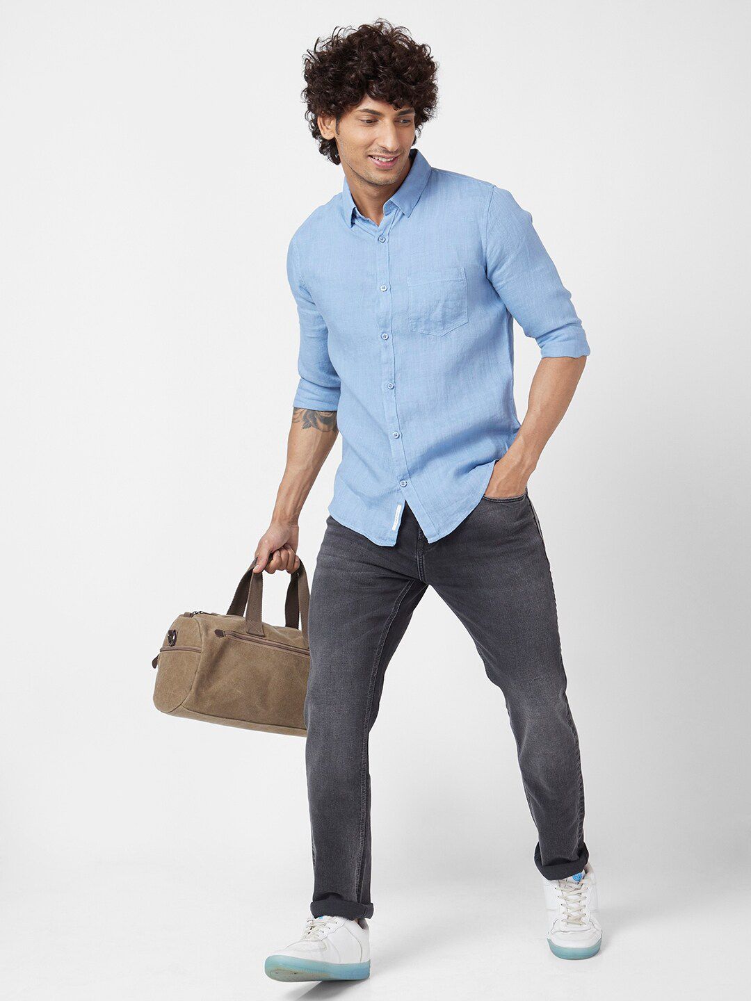 SPYKAR Classic Slim Fit Linen Casual Shirt