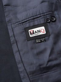 MANQ Men Navy Blue Slim Fit Solid Single Breasted Formal Blazer