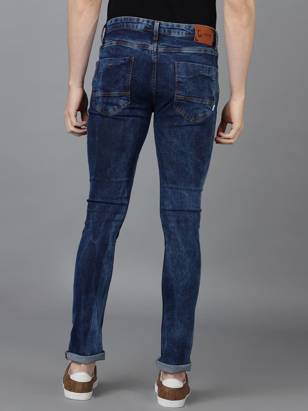 Urbano Fashion Men  Skinny Fit Low Distress Heavy Fade Stretchable Cotton Jeans