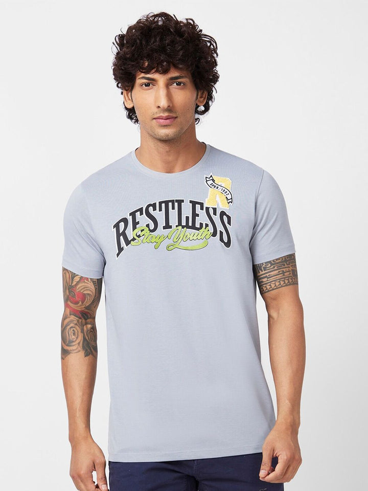 SPYKAR Typography Printed Slim Fit Cotton Casual T-Shirt