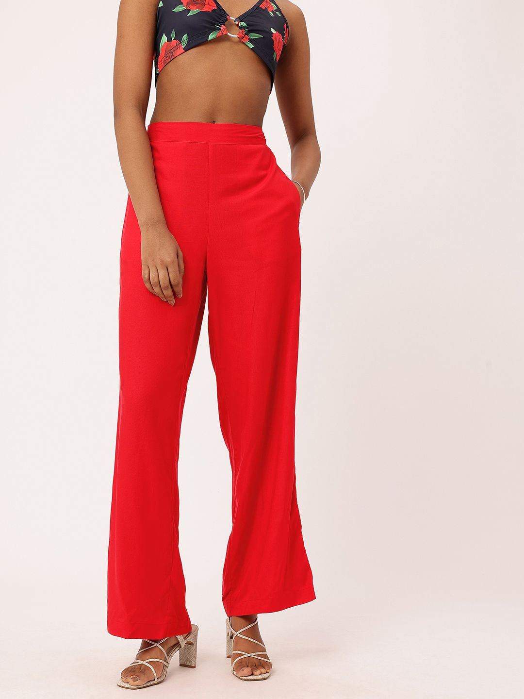 DressBerry Women Crimson Craze Wide Leg Pants