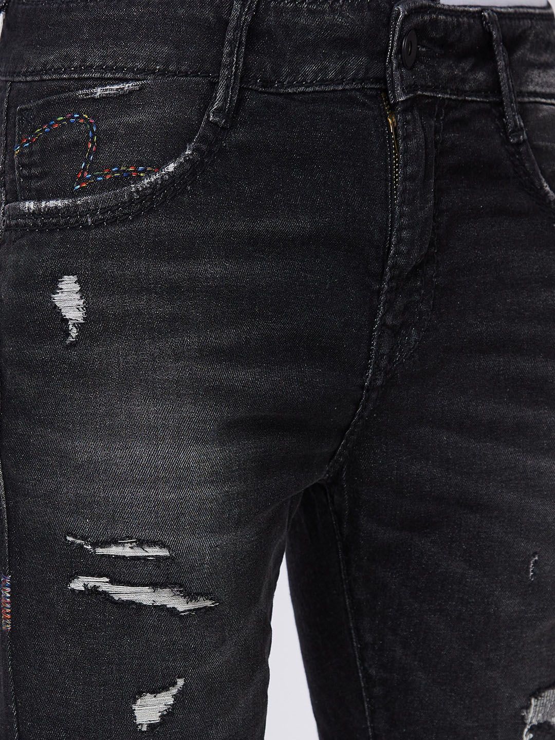 SPYKAR Men Tapered Fit Mildly Distressed Heavy Fade Stretchable Jeans