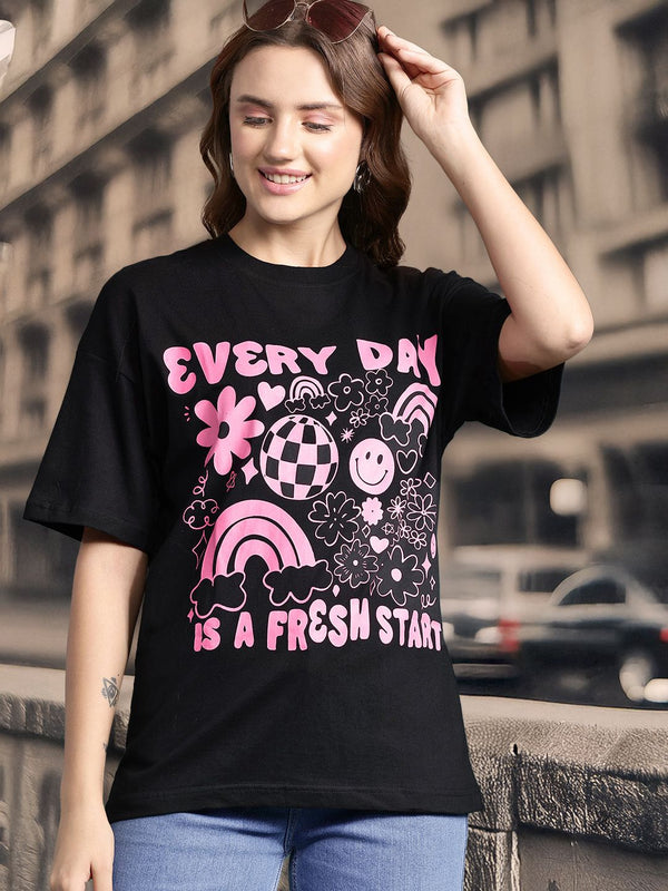 DressBerry Women Printed Pure Cotton T-shirt