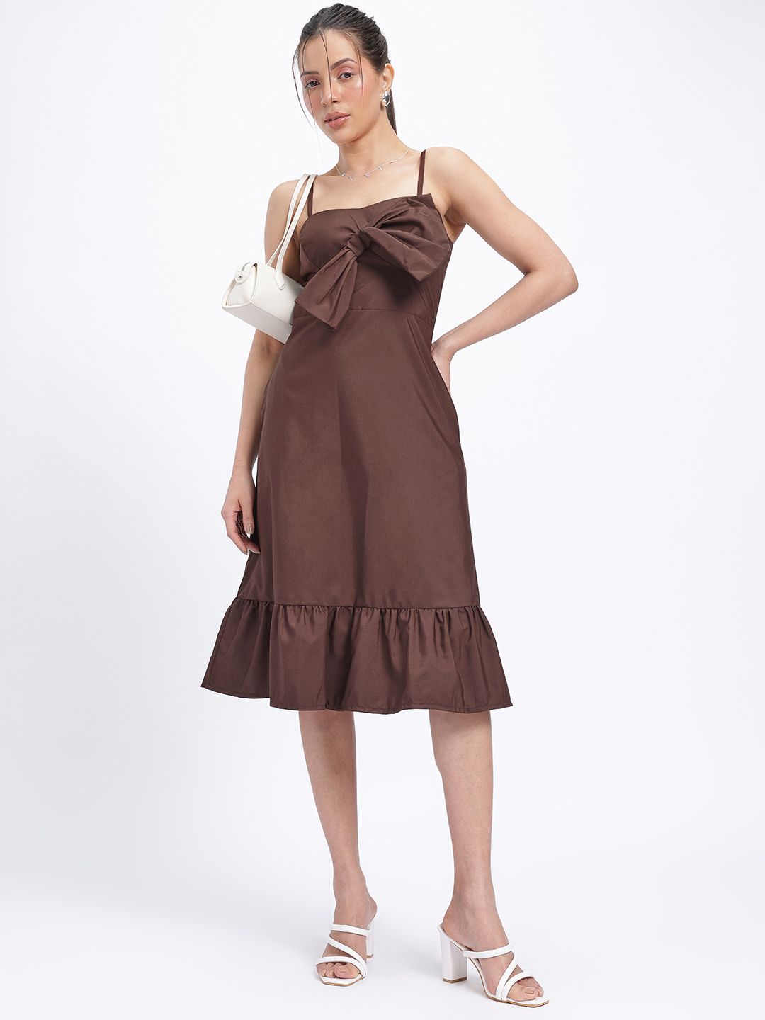 DressBerry Twirly Tales Bow Detail Gaun Midi A-Line