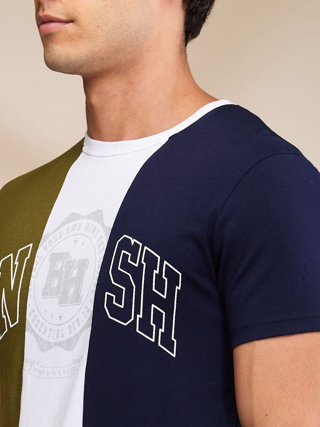 Being Human Men Colourblocked Pockets T-shirt