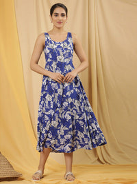 W Floral Printed Fit & Flare Midi Dress