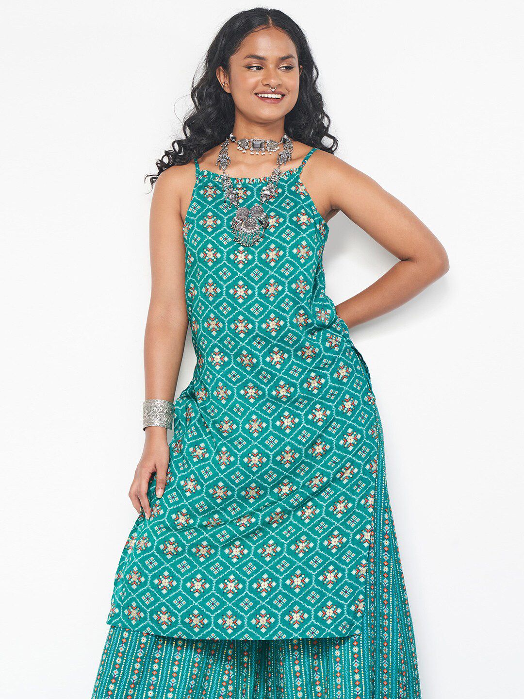 Global Desi Floral Printed Regular Kurta with Palazzos