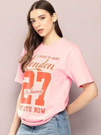 Dillinger Womens Short Sleeve Oversized Varsity Printed Tshirt