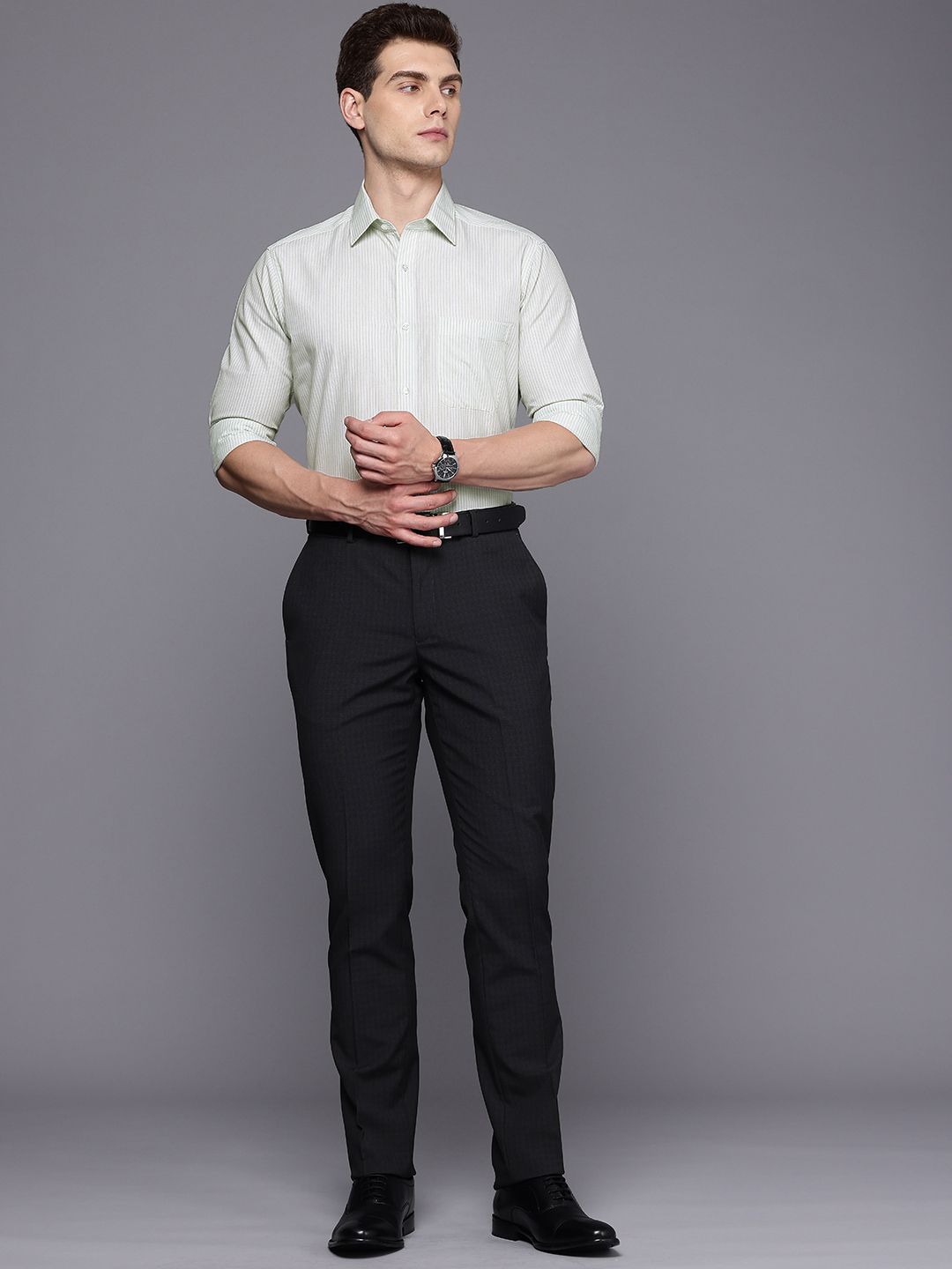 Raymond Slim Fit Striped Pure Cotton Formal Shirt