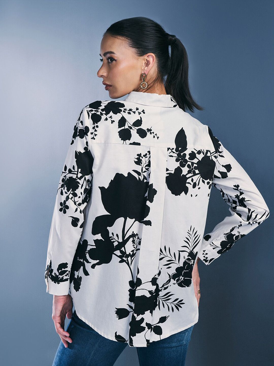 AND Floral Printed Pure Cotton Styled Back Top