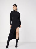 SASSAFRAS Round Neck Cotton Bodycon Midi Dress