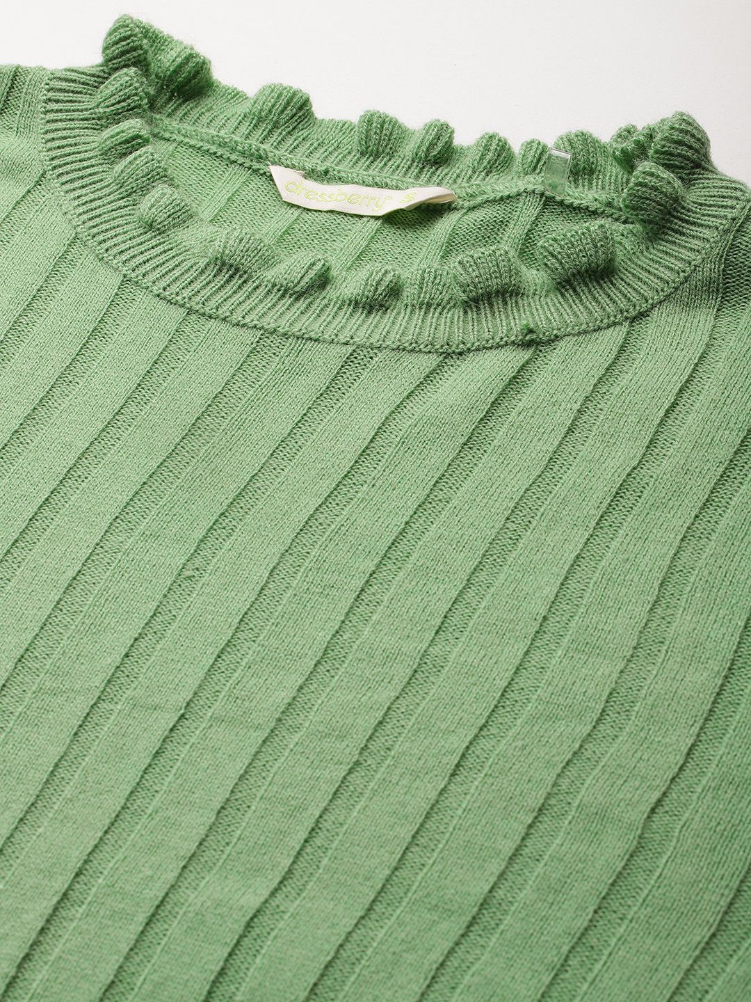 DressBerry Frilled Neck Ribbed Pullover