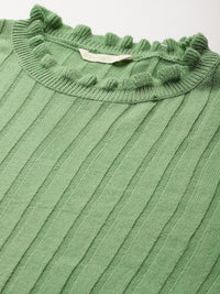 DressBerry Frilled Neck Ribbed Pullover