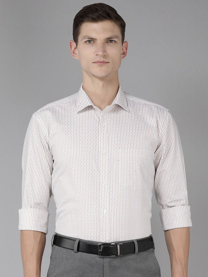 Park Avenue Men Slim Fit Vertical Stripes Opaque Pure Cotton Formal Shirt