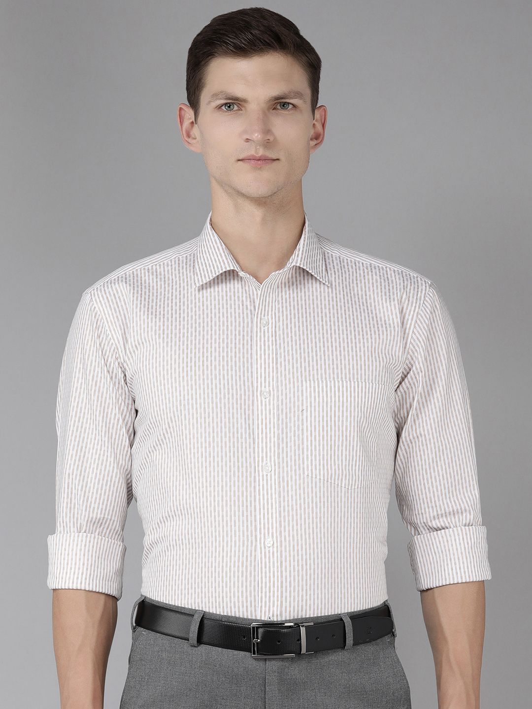 Park Avenue Men Slim Fit Vertical Stripes Opaque Pure Cotton Formal Shirt