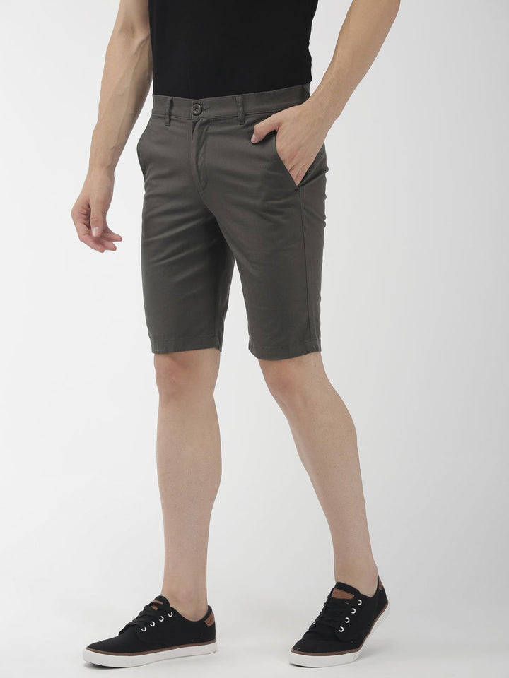 The Indian Garage Co Men Grey Solid Slim Fit Chino Shorts