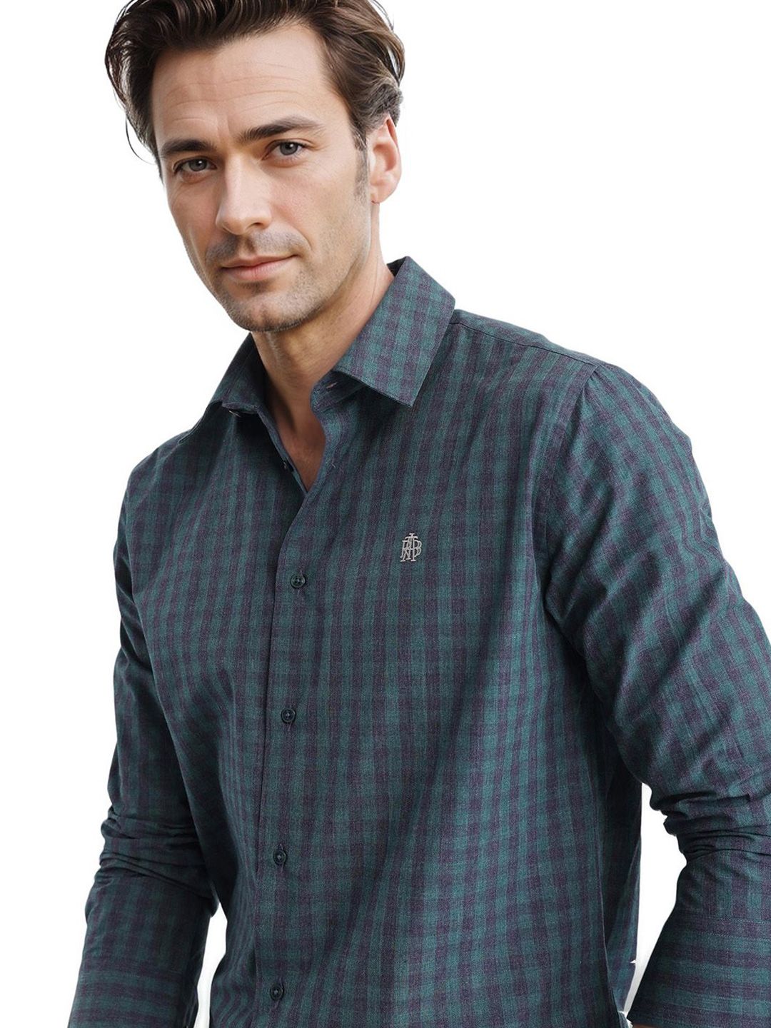 RARE RABBIT Men Comfort Spread Collar Checked Cotton Casual Shirt