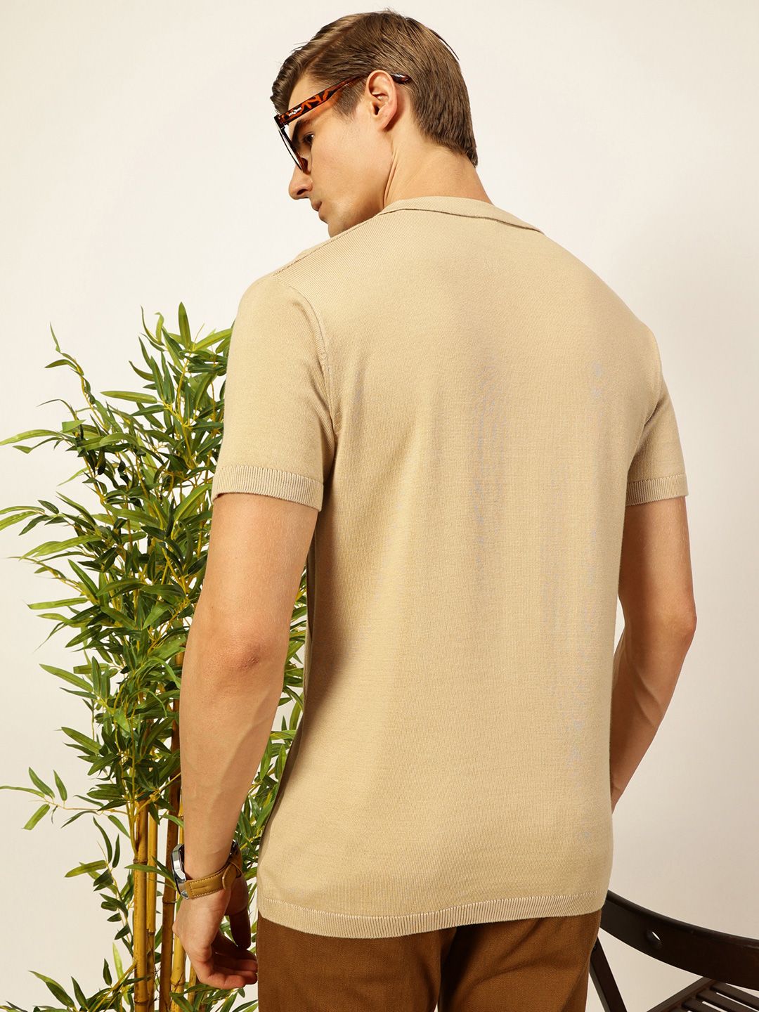 Thomas Scott Men Knit Striped Polo Collar T-shirt