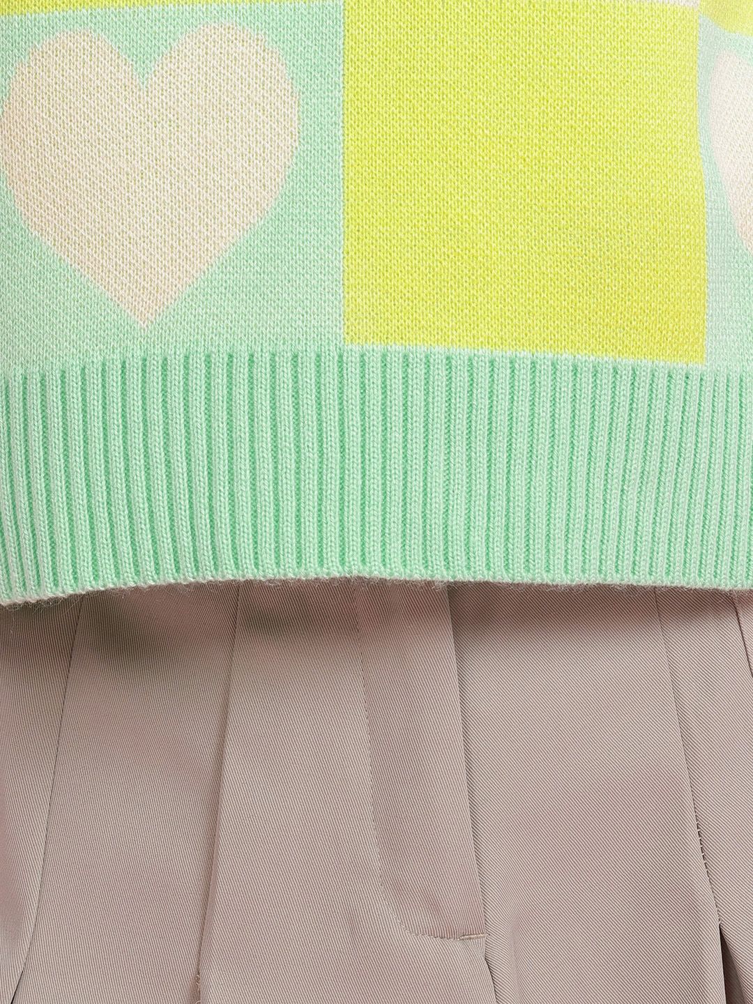 DressBerry Women Conversational Pattern Self Design V-Neck Knitted Pullover