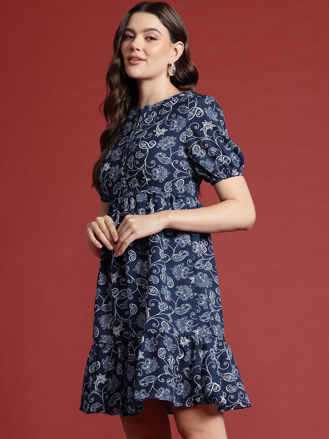 all about you Ethnic Printed Fit & Flare Mini Dress