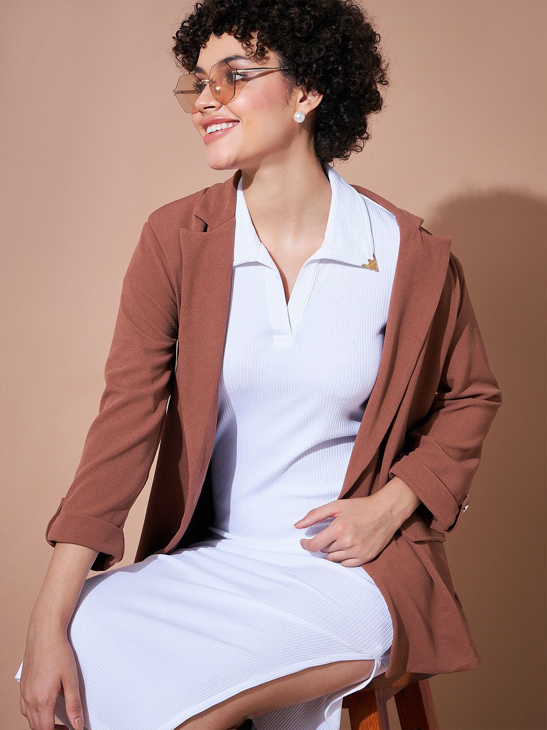 SASSAFRAS BASICS Shirt Collar Sheath Midi Dress