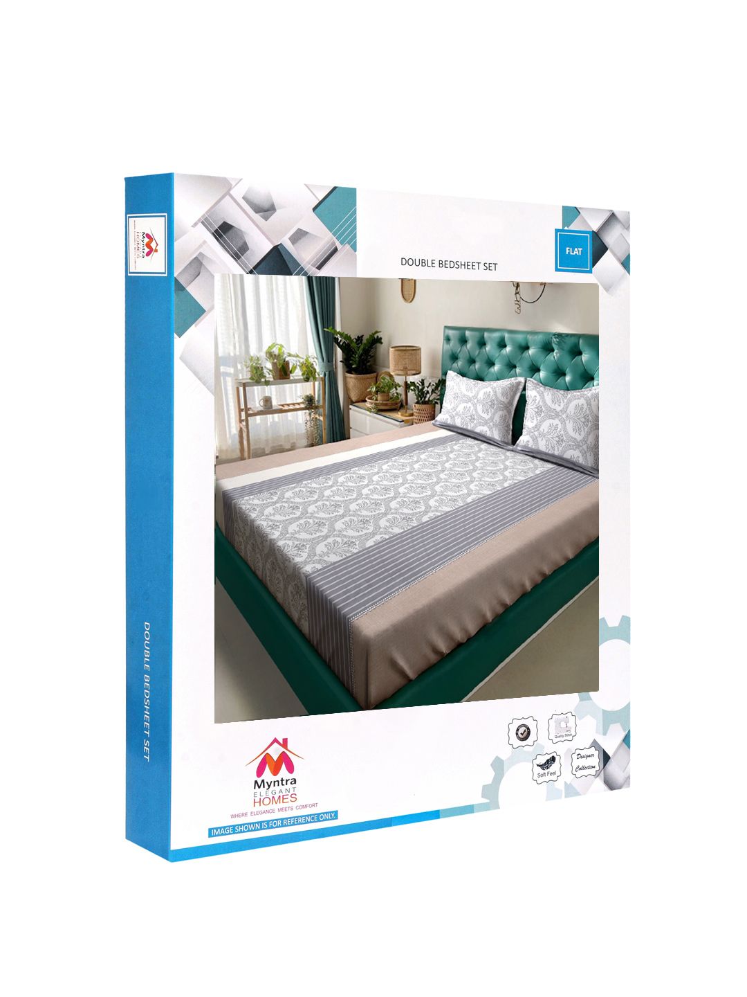 Myntra Elegant Homes White Floral Polycotton Mesra Kulit 300 TC King Cadar Halus dengan 2 Sarung Bantal-98 x 89 inci