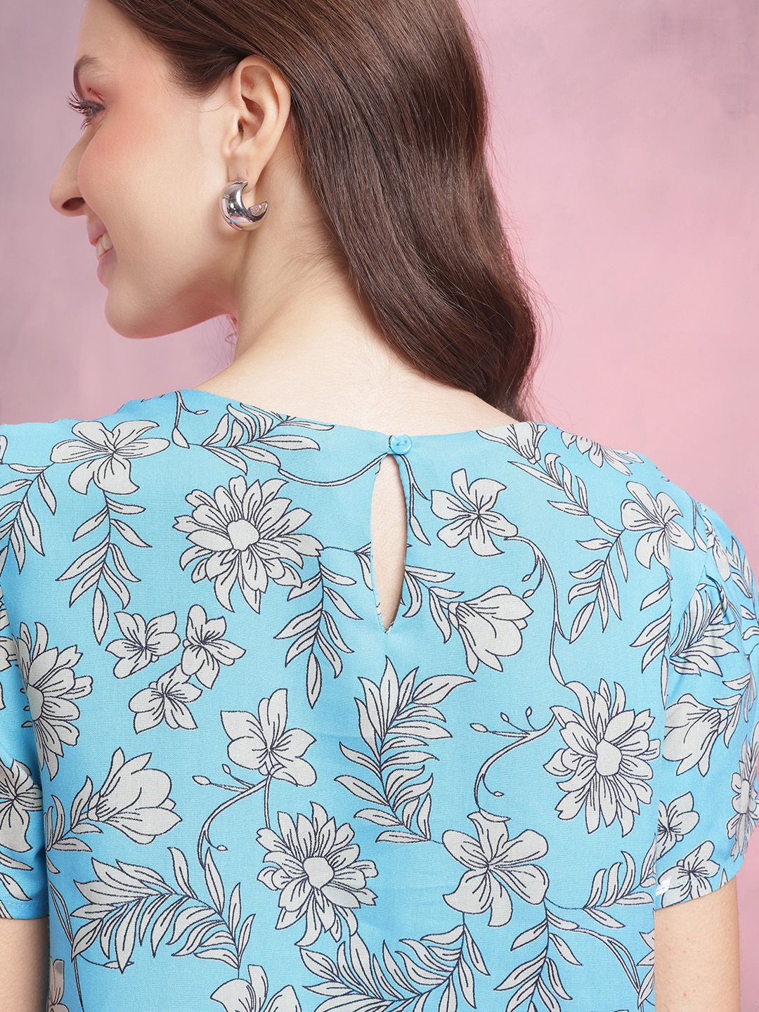 DressBerry Polka Dot Print Puff Sleeves Top