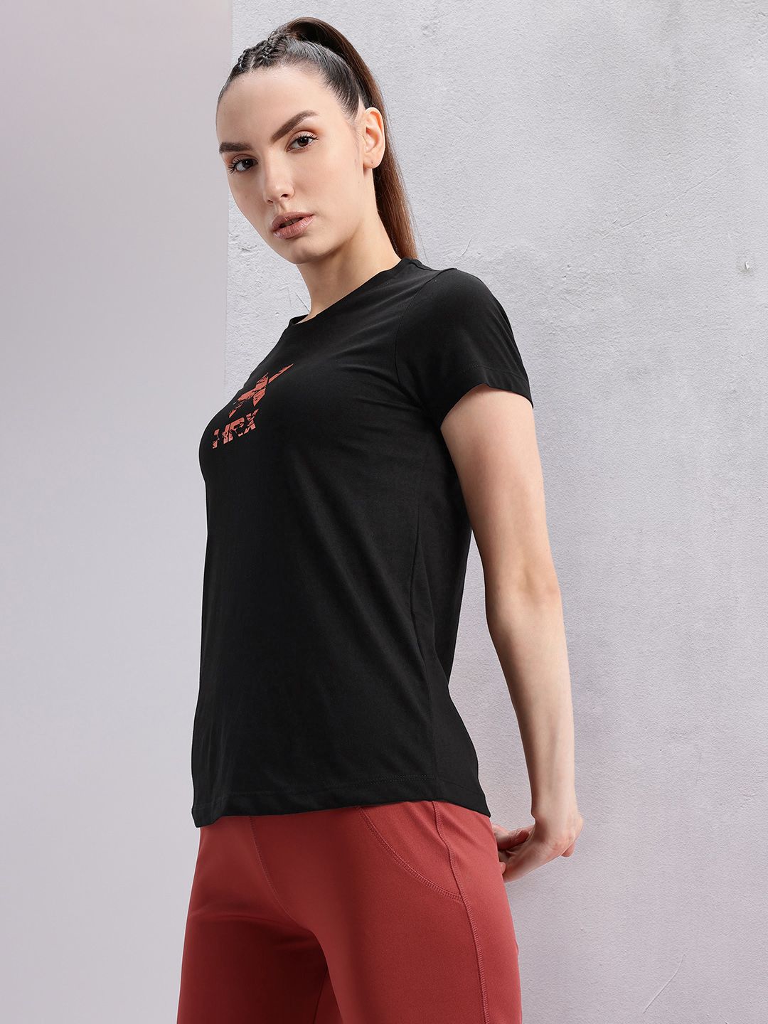 HRX by Hrithik Roshan Brand Logo Print Training T-shirt