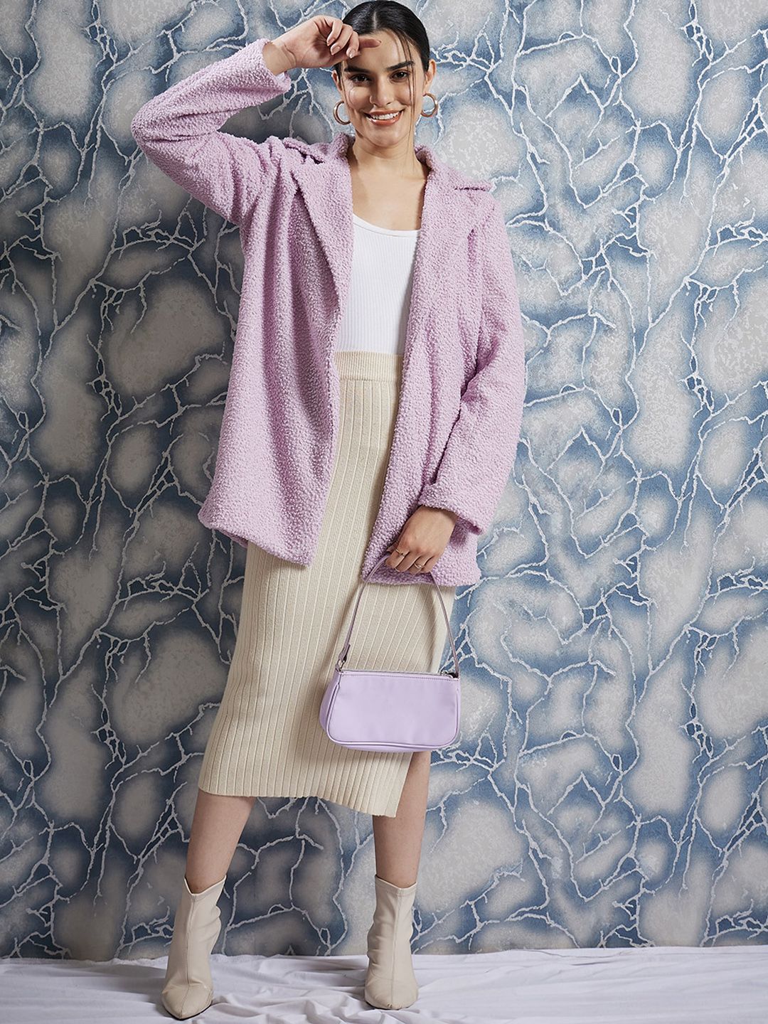 Athena Textured Single-Breasted Overcoat