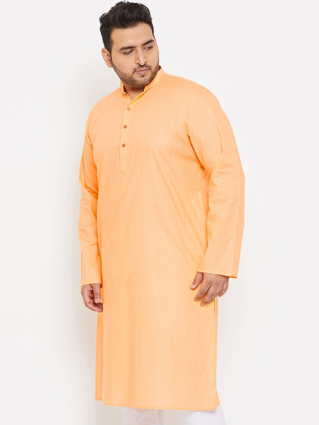 VASTRAMAY Men Orange Cotton Kurta