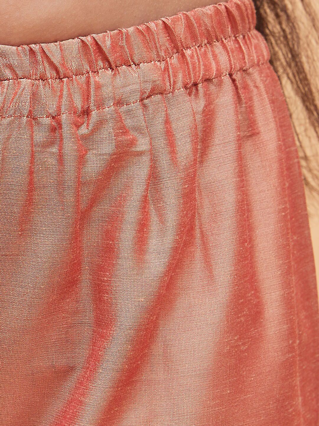 VASTRAMAY Girls Floral Printed Pleated Anarkali Kurta with Pyjamas & Potli Bag