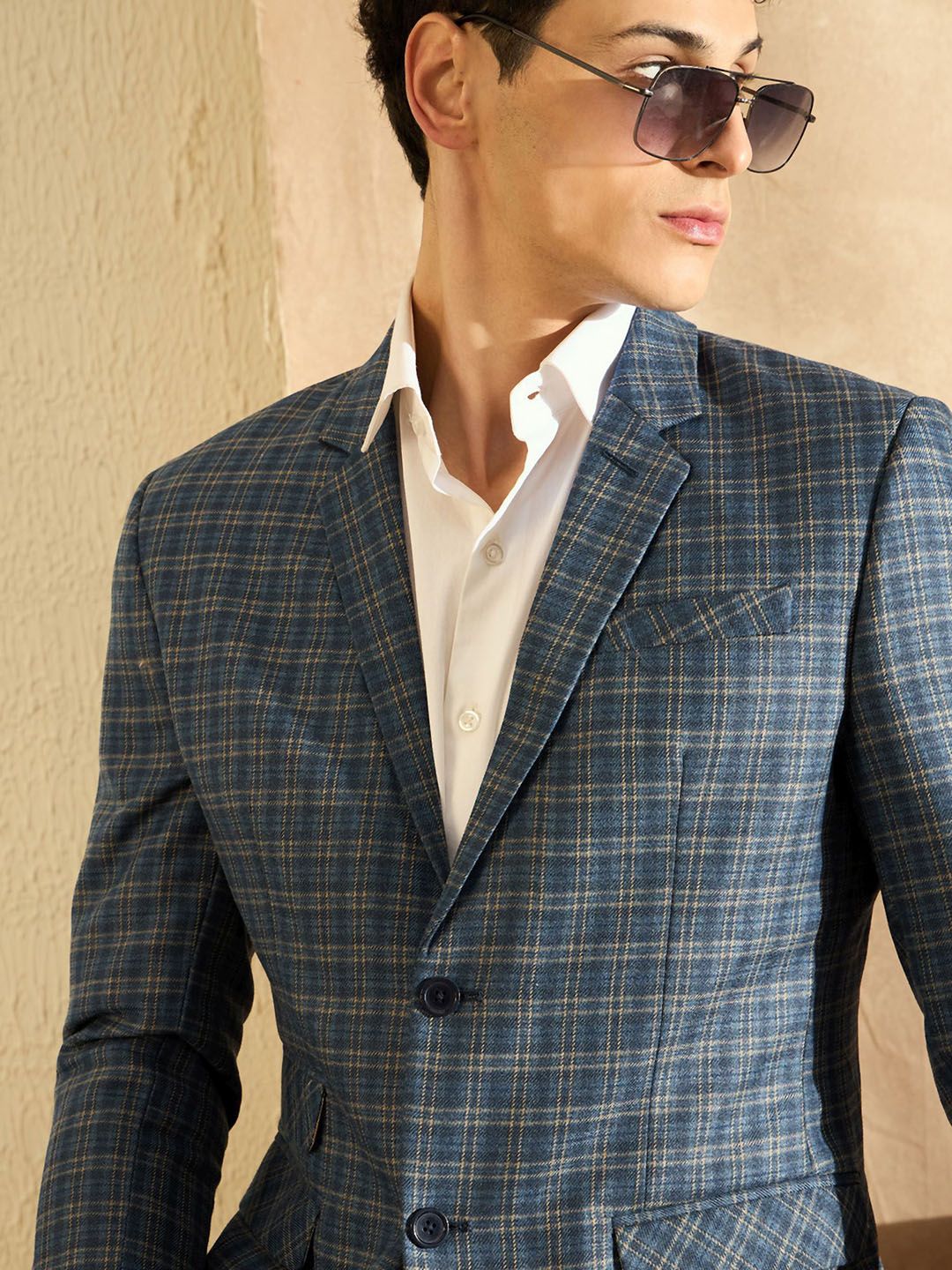 DENNISON Checked Single Breasted Blazer