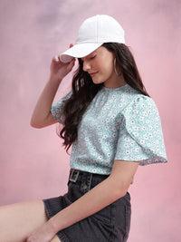 DressBerry Floral Print Tulip Sleeve Top