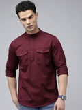 SPYKAR Slim Fit Band Collar Pure Cotton Casual Shirt