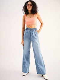 SASSAFRAS BASICS Women Clean Look Straight Fit Heavy Fade Acid Wash Stretchable Jeans