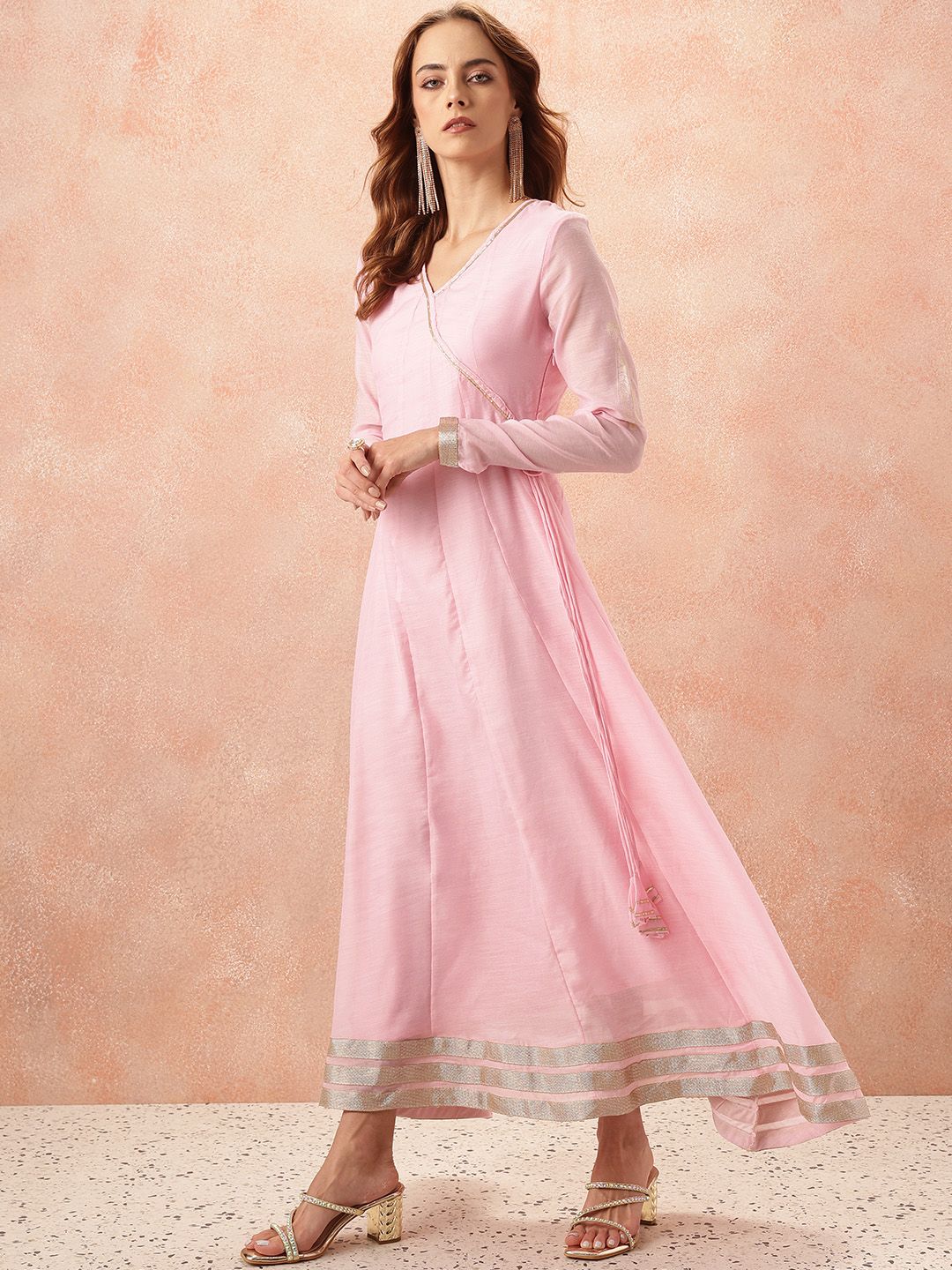 all about you Lace Taping Ethnic Dress With Dupatta